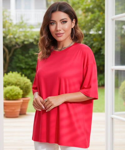 Comprar Camiseta Oversized 100% Algodão Básica vermelho manga curta unissex confortável respirável casual em promoção Hering