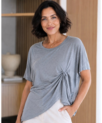 Comprar camiseta blusa oversized feminina cinza barato Anellimn