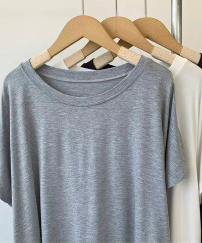Comprar camiseta blusa oversized feminina cinza barato Anellimn