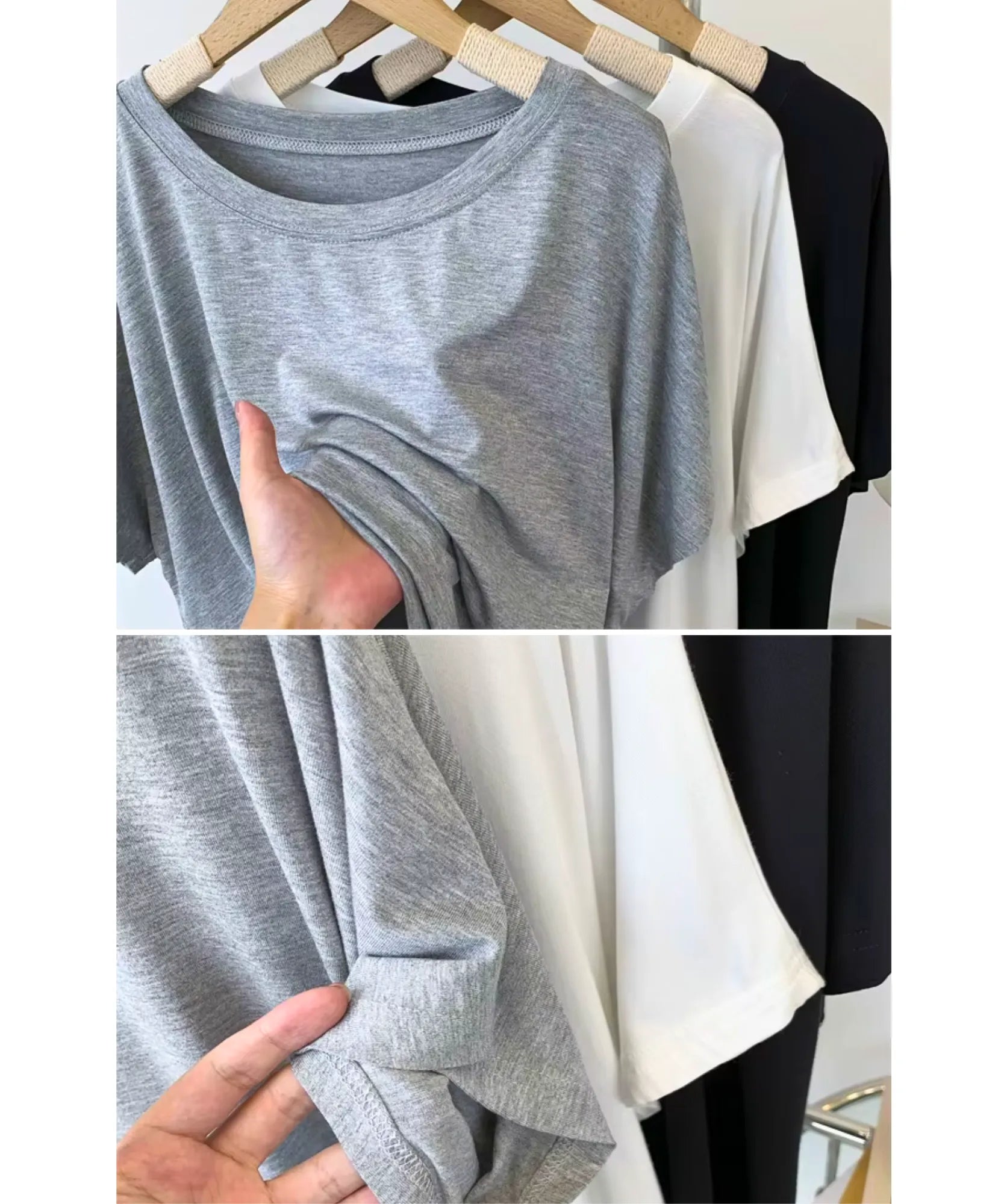 Comprar camiseta blusa oversized feminina cinza barato Anellimn