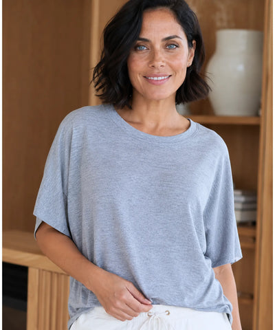 Comprar camiseta blusa oversized feminina cinza barato Anellimn