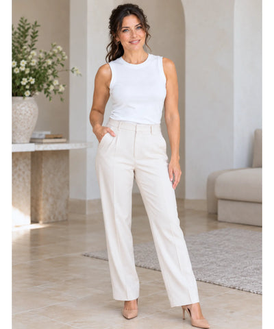 Comprar camiseta regata feminina de modal branca look completo em promoção Anellimn