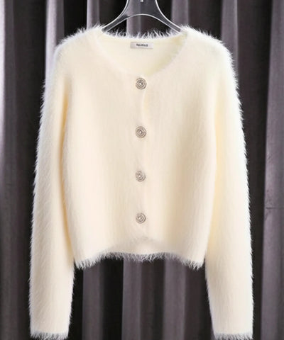 Cardigan Curto Feminino Peluciado Com Botões Luxuosos | Lausi