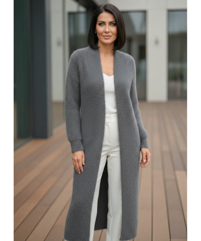 Comprar cardigan feminino peluciado longo em tricot macio e impecável para dias frios ou meia-estação em promoção ZARA
