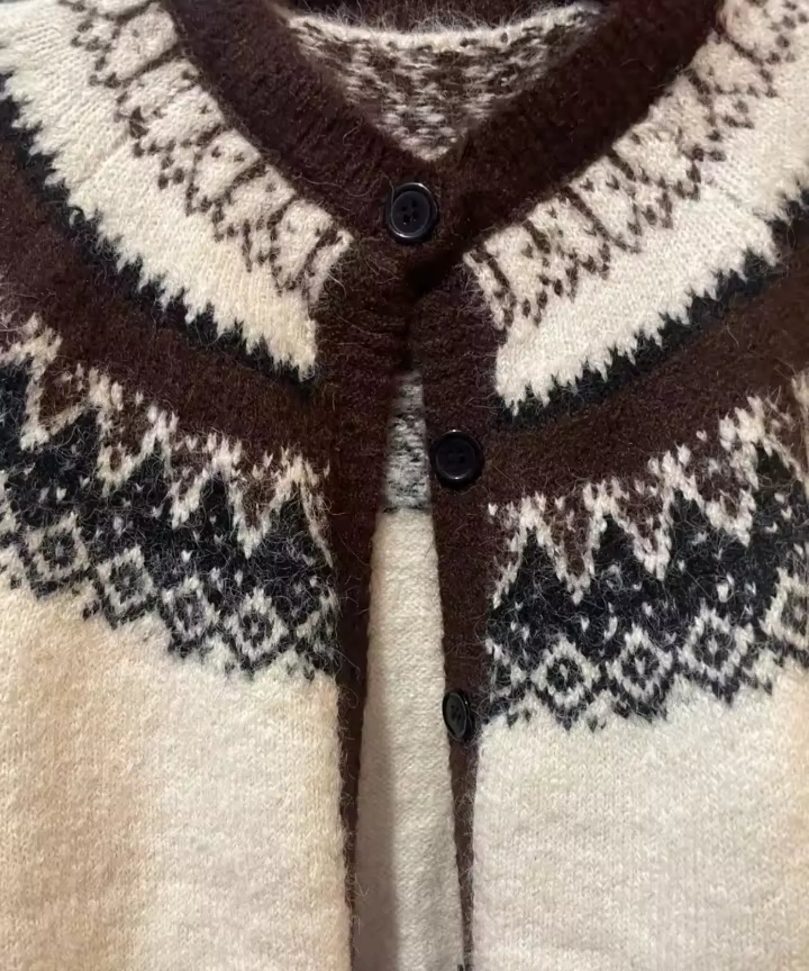Comprar cardigan feminino tricô estampa nórdica jacquard botões manga longa gola redonda inverno barato e em promoção ANELLIMN 