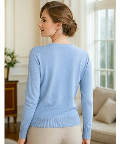 Comprar cardigan feminino tricot macio botões decote V manga longa escritório casual barato ou em promoção