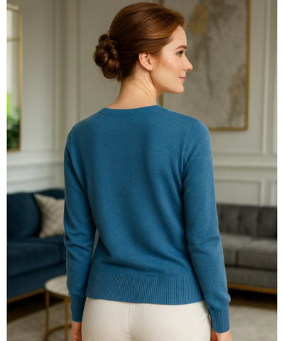 Comprar cardigan feminino tricot macio botões decote V manga longa escritório casual barato ou em promoção