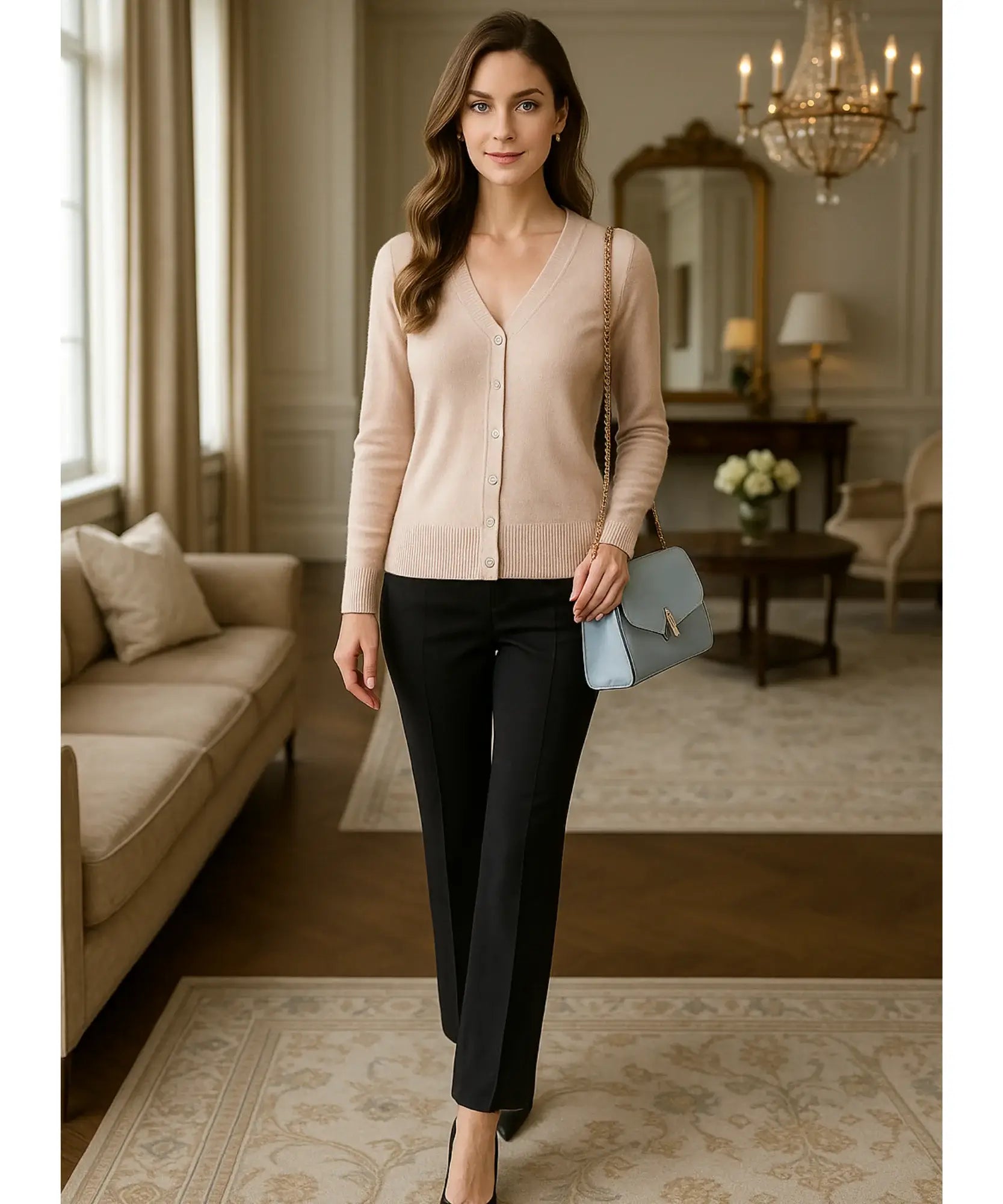 Comprar cardigan feminino tricot macio botões decote V manga longa escritório casual barato ou em promoção