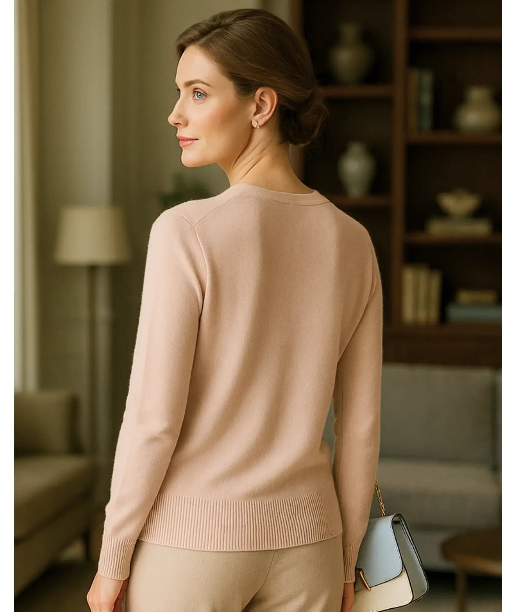 Comprar cardigan feminino tricot macio botões decote V manga longa escritório casual barato ou em promoção