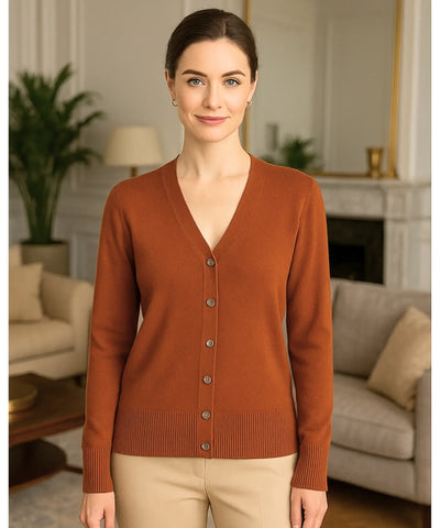 Comprar cardigan feminino tricot macio botões decote V manga longa escritório casual barato ou em promoção