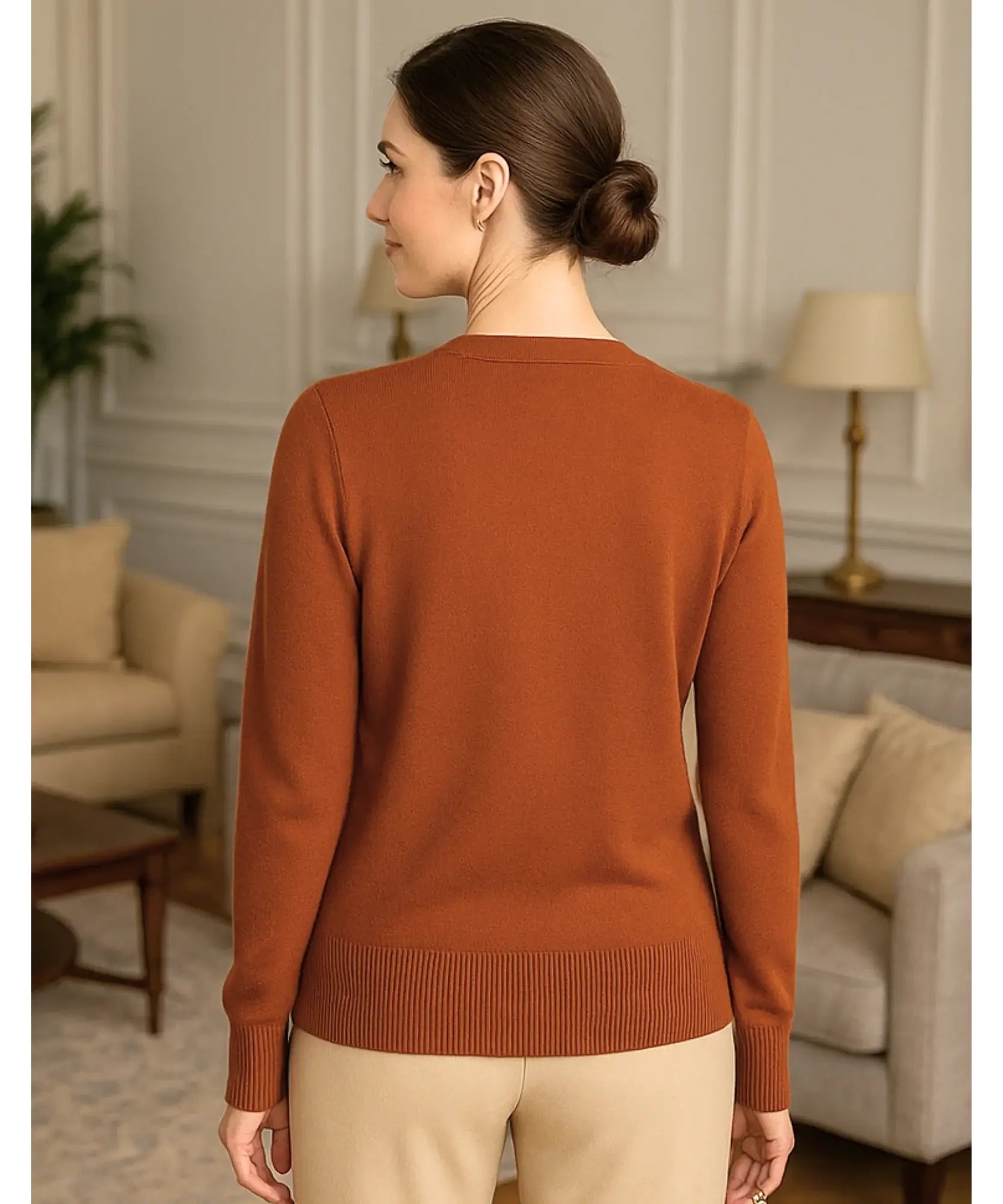 Comprar cardigan feminino tricot macio botões decote V manga longa escritório casual barato ou em promoção