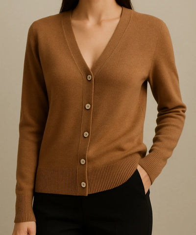 Comprar cardigan feminino tricot macio botões decote V manga longa escritório casual barato ou em promoção
