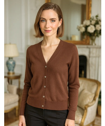 Comprar cardigan feminino tricot macio botões decote V manga longa escritório casual barato ou em promoção