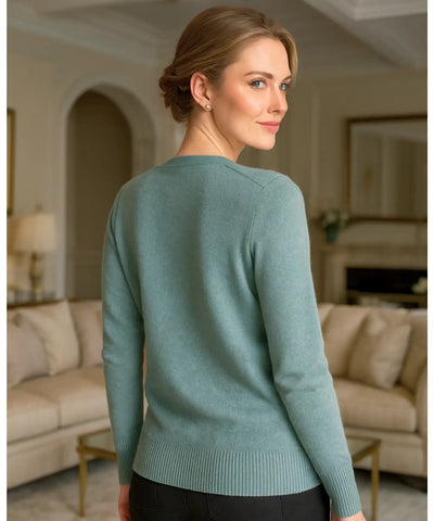 Comprar cardigan feminino tricot macio botões decote V manga longa escritório casual barato ou em promoção