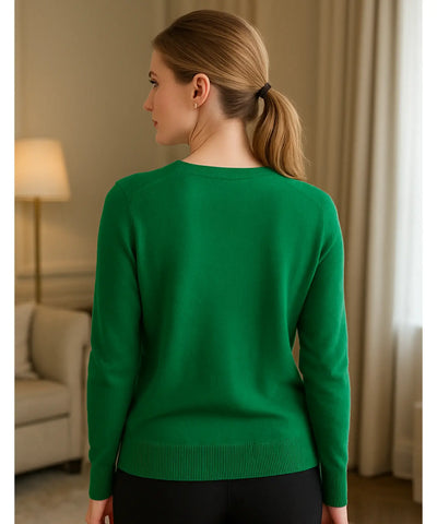 Comprar cardigan feminino tricot macio botões decote V manga longa escritório casual barato ou em promoção