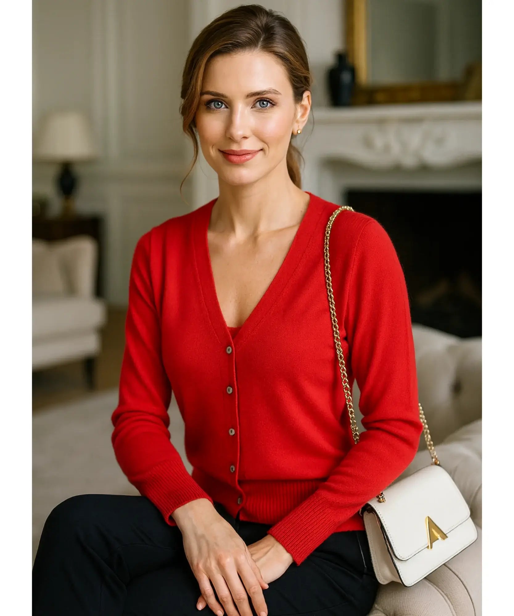 Comprar cardigan feminino tricot macio botões decote V manga longa escritório casual barato ou em promoção