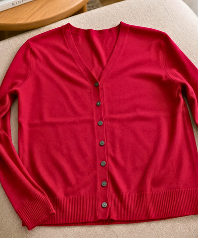 Comprar cardigan feminino tricot macio botões decote V manga longa escritório casual barato e em promoção ANELIMN