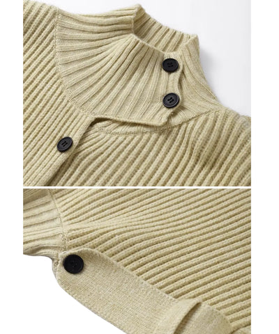 Cardigan Feminino Tricot Canelado Gola Alta Curto Elegante | Nord