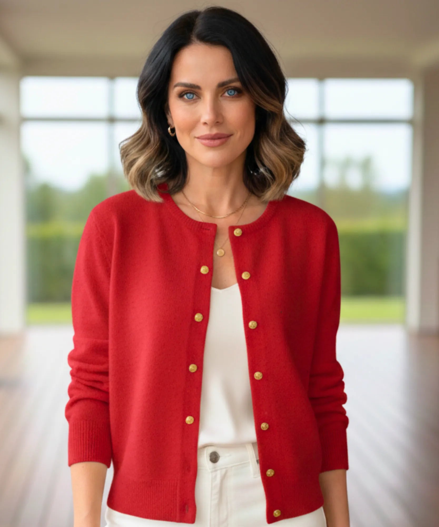 Comprar cardigan feminino tricot curto botões dourados gola redonda manga longa elegante casual em promoção ZARA