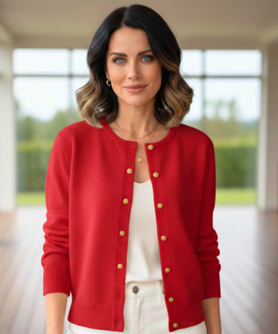 Comprar cardigan feminino tricot curto botões dourados gola redonda manga longa elegante casual em promoção ZARA