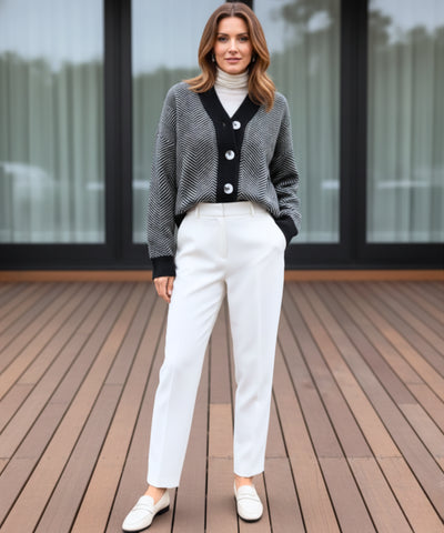 Comprar cardigan feminino tricot premium botões dourados elegante confortável trabalho barato promoção