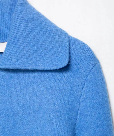 Cardigan Feminino Tricot Zíper Gola Lapela Curto | Nieli