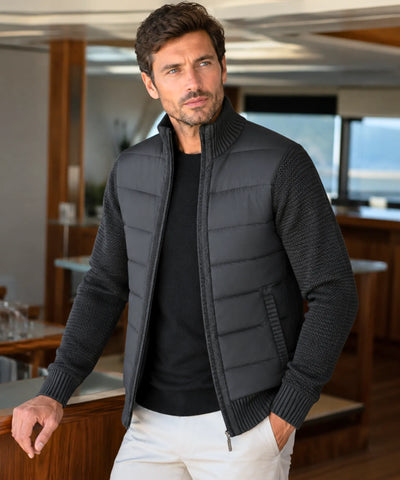 Comprar cardigan masculino tricot acolchoado térmico elegante inverno premium barato em promoção ZARA