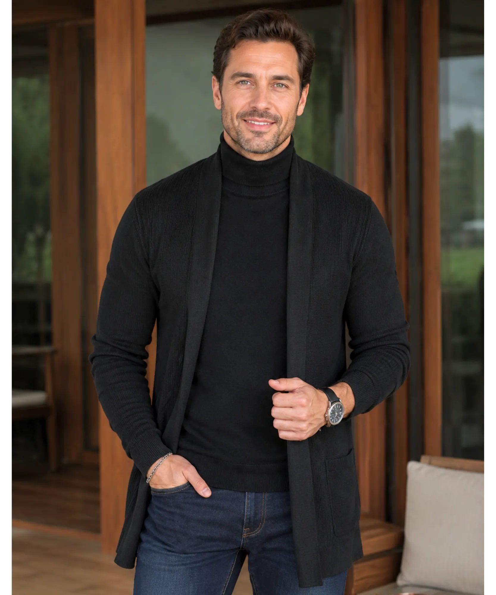 Comprar cardigan masculino tricot alongado casual social inverno manga longa confortável resistente em promoção ZARA