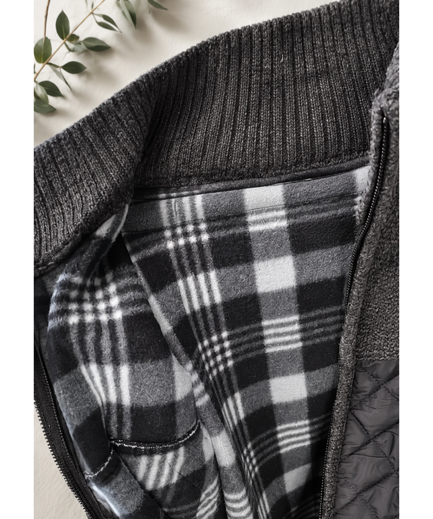Comprar Cardigan Masculino Tricot com Zíper Gola Alta Painel Acolchoado Quentinho barato em promoção ANELLIMN