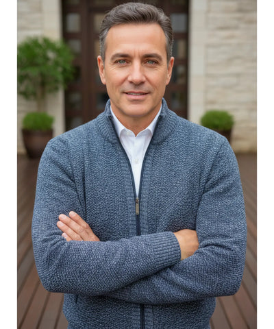 Comprar cardigan masculino tricot premium zíper social inverno elegante barato em promoção ZARA