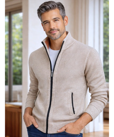 Comprar cardigan masculino tricot premium zíper social inverno elegante barato em promoção ZARA