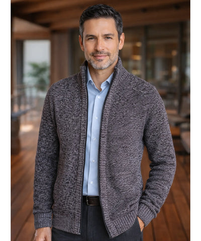 Comprar cardigan masculino tricot premium zíper social inverno elegante barato em promoção ZARA