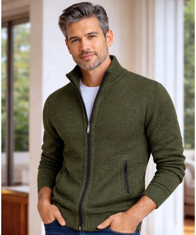 Comprar cardigan masculino tricot premium zíper social inverno elegante barato em promoção ZARA
