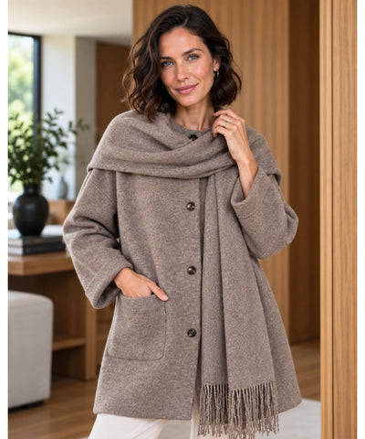 Comprar casaco de lã batida feminino quente bege em promoção Anellimn