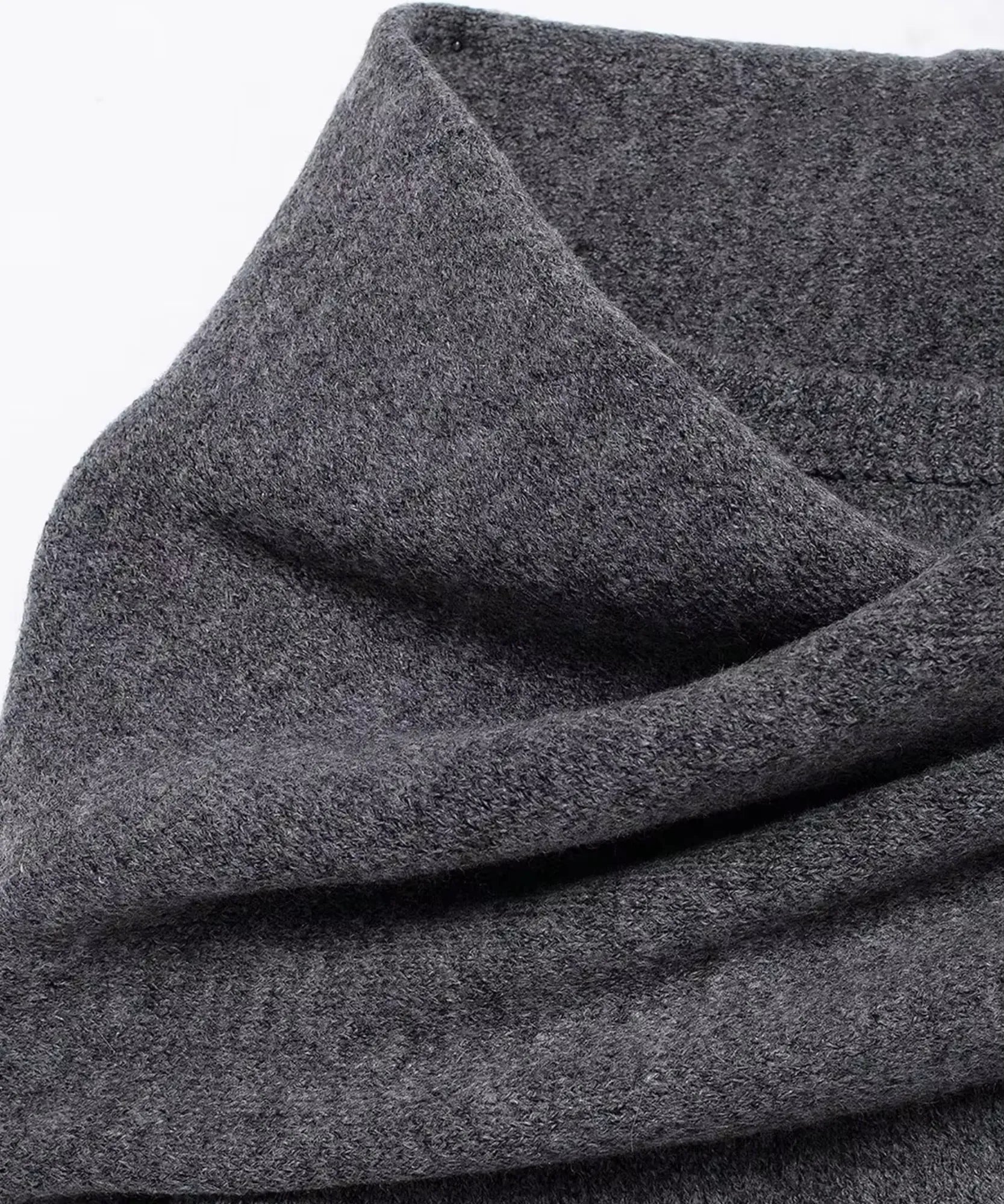 Comprar casaco de lã batida feminino gola redonda cinza em promoção Anellimn