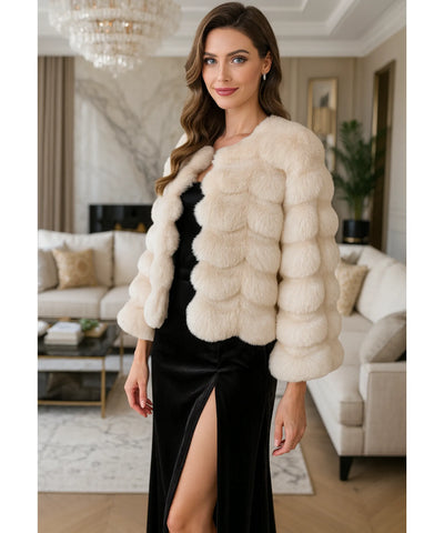 Casaco de Pelo Feminino Inverno Curto Elegante | Lua