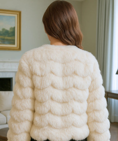 Casaco de Pelo Feminino Inverno Curto Elegante | Lua