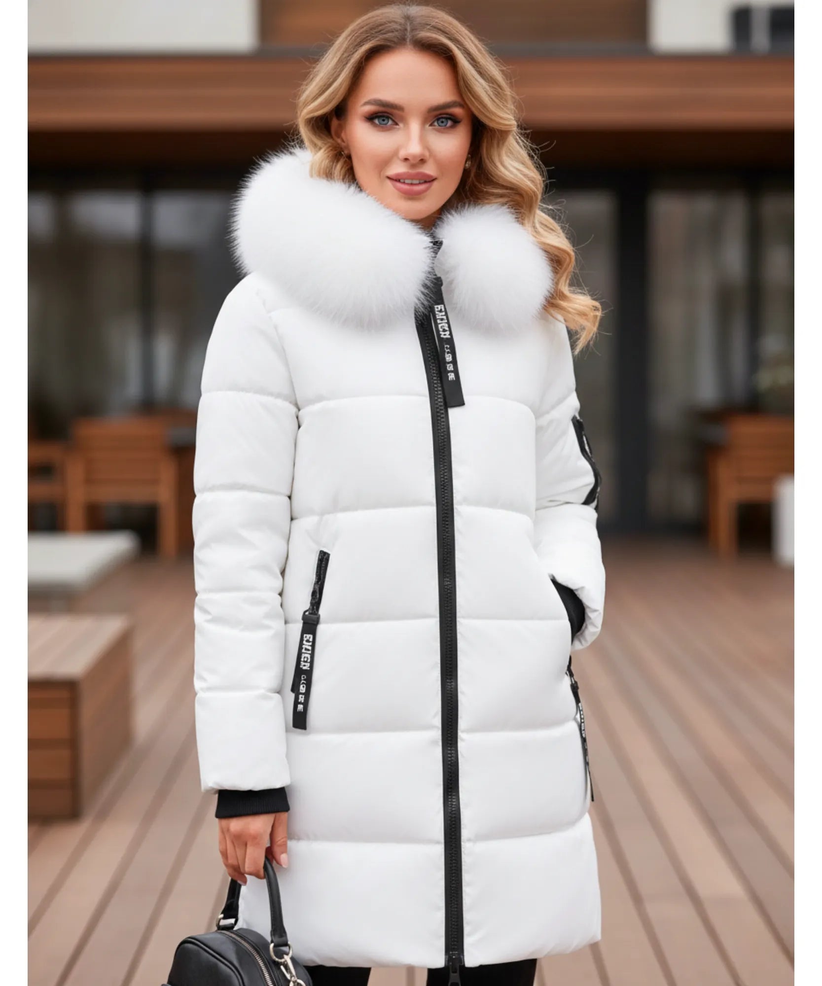 Comprar casaco feminino de inverno longo acolchoado com gola de pelo removível e capuz para dias frios e elegantes barato ZARA