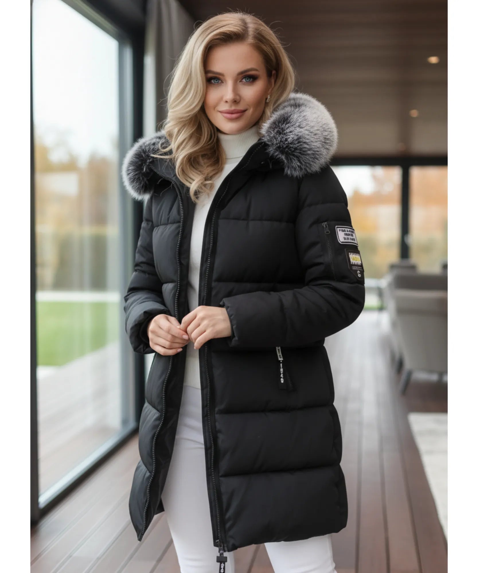 Comprar casaco feminino de inverno longo acolchoado com gola de pelo removível e capuz para dias frios e elegantes barato ZARA