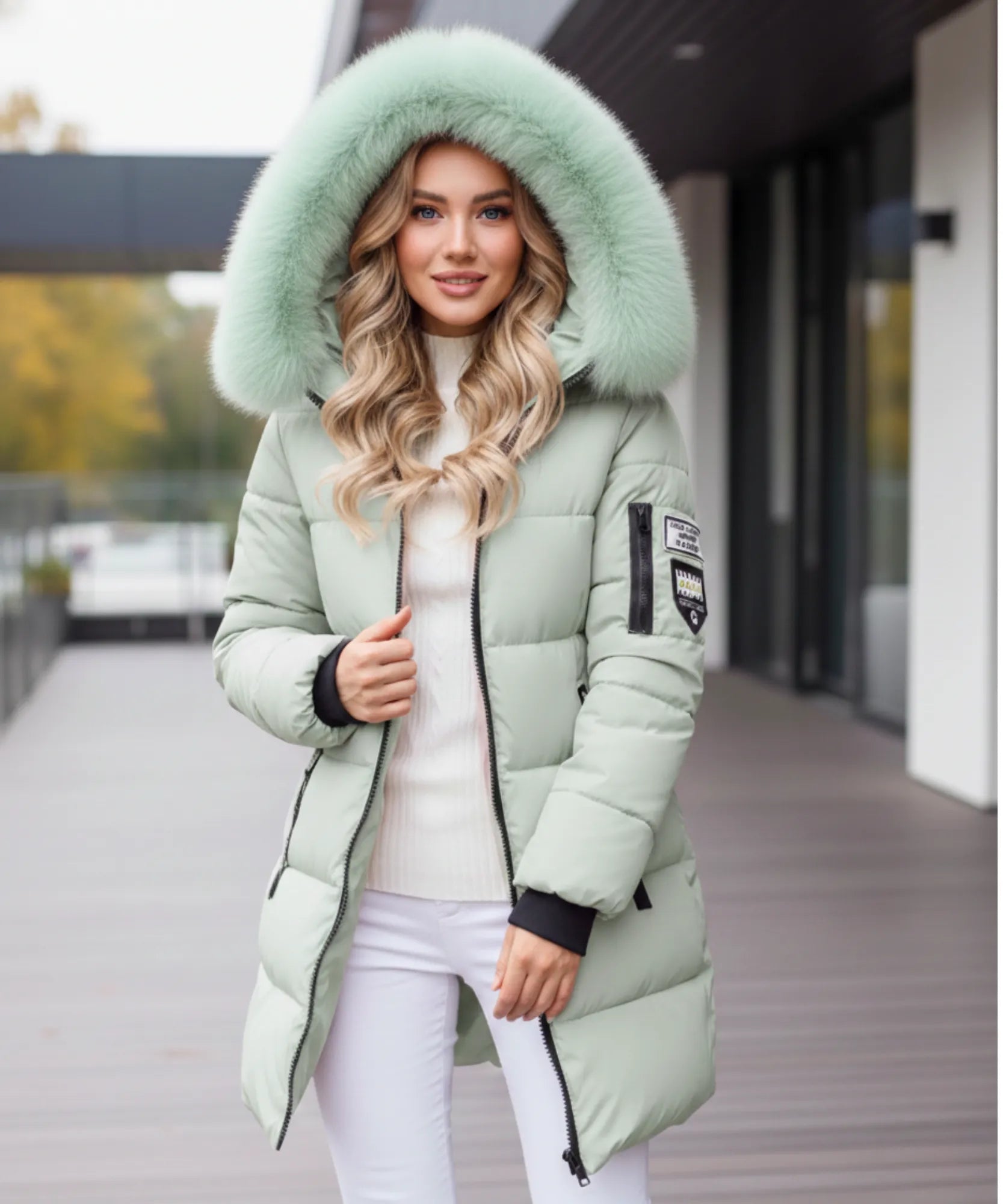 Comprar casaco feminino de inverno longo acolchoado com gola de pelo removível e capuz para dias frios e elegantes barato ZARA