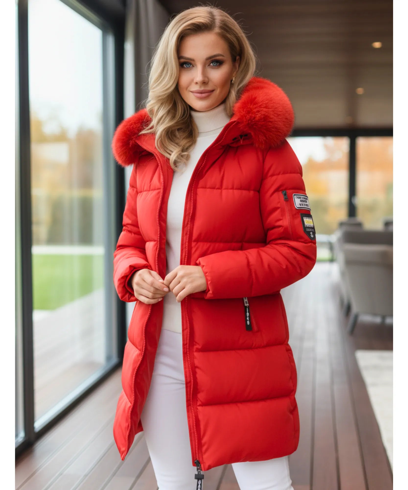 Comprar casaco feminino de inverno longo acolchoado com gola de pelo removível e capuz para dias frios e elegantes barato ZARA