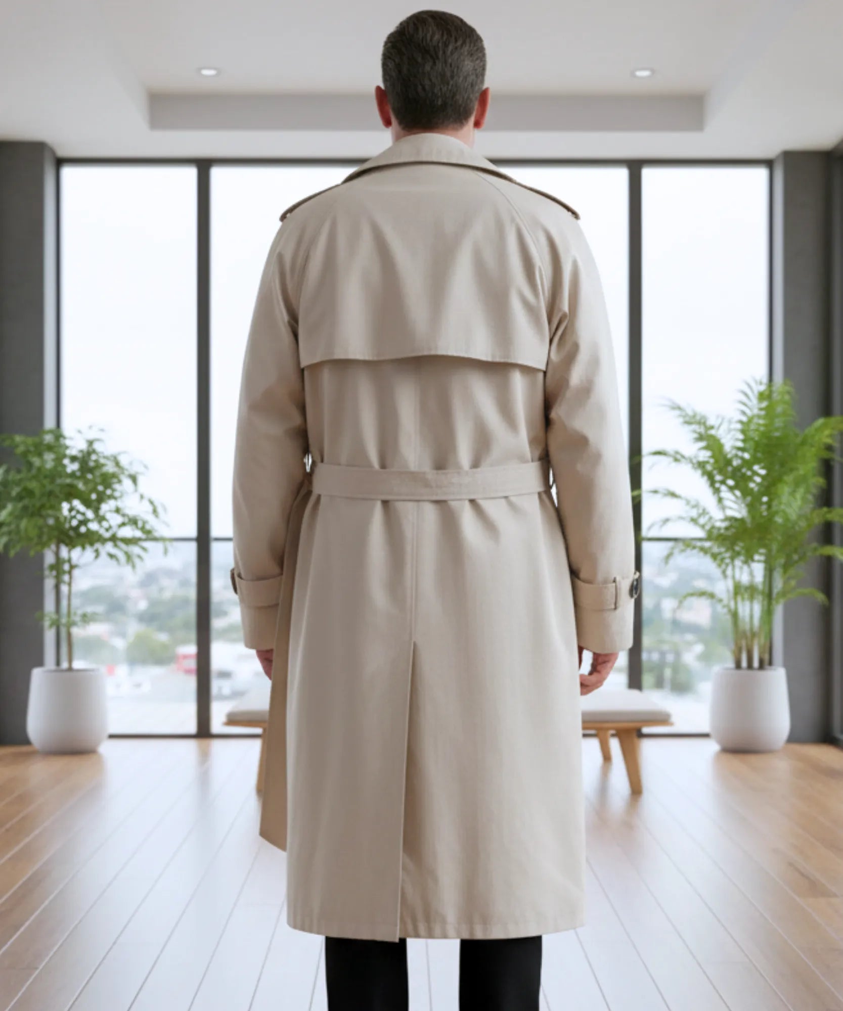Comprar casaco masculino trench coat longo leve cinto ajustável lapela casual elegante barato ZARA