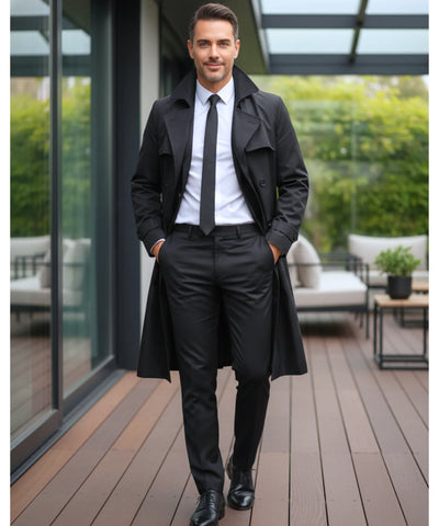 Comprar casaco masculino trench coat longo leve cinto ajustável lapela casual elegante barato ZARA