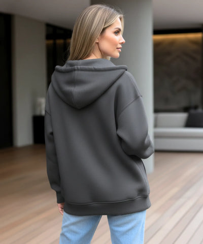 Comprar casaco moletom feminino capuz zíper fleece macio quentinho inverno em promoção ZARA