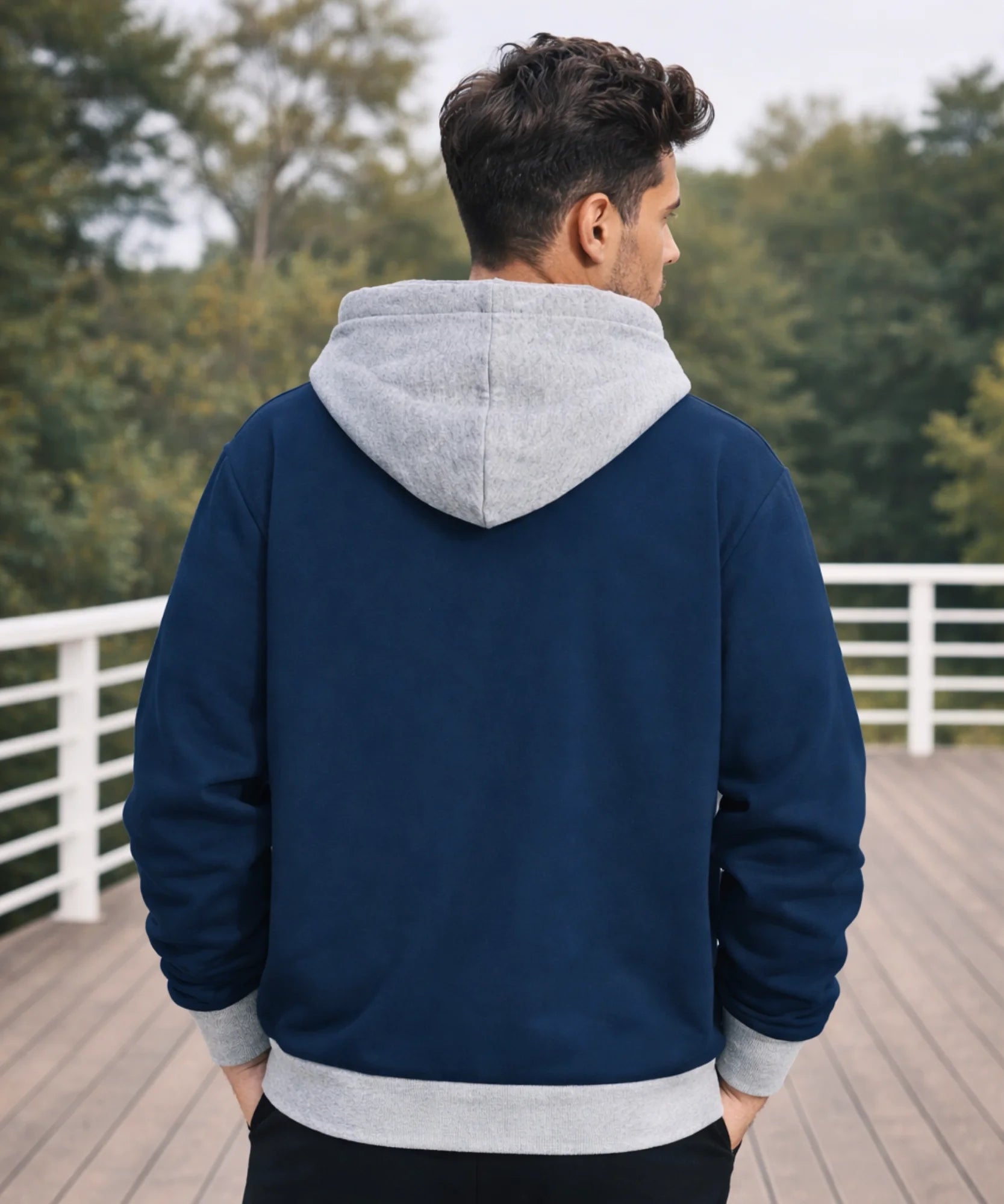 Comprar casaco moletom masculino oversized capuz bicolor manga longa aquecimento barato promoção