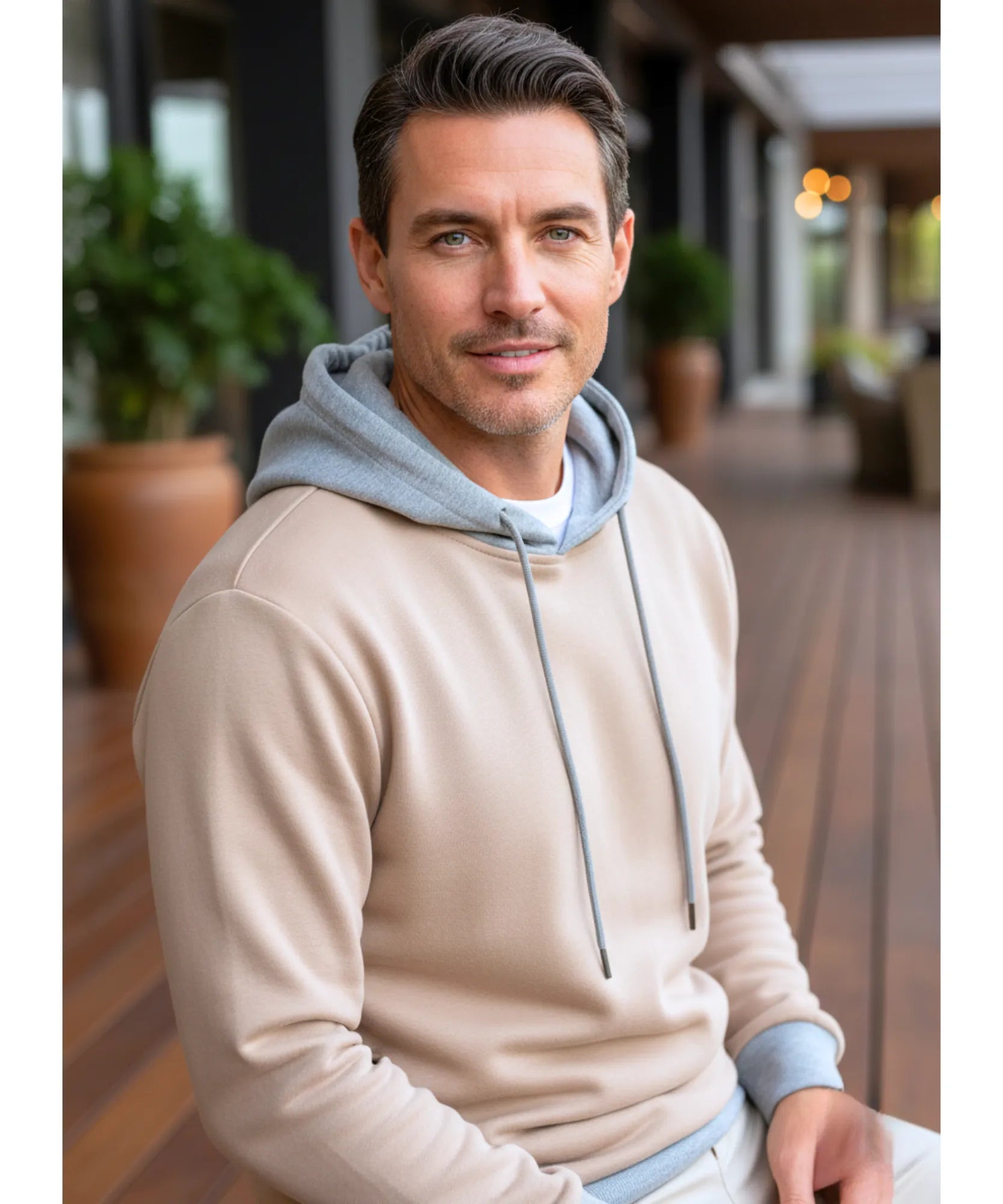 Comprar casaco moletom masculino oversized capuz bicolor manga longa aquecimento barato promoção