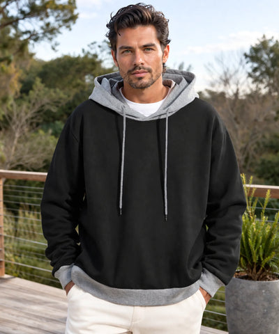 Comprar casaco moletom masculino oversized capuz bicolor manga longa aquecimento barato promoção