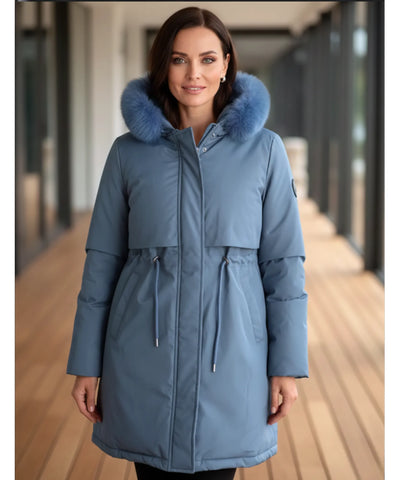 Casaco Parka Feminino Gola Pelo Removível Inverno | Babi
