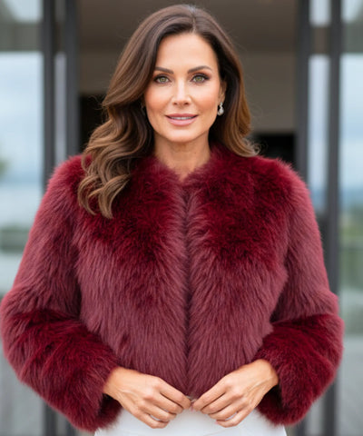 Casaco de pelo feminino curto elegante com forro macio e acabamento sofisticado para inverno, noite ou eventos barato ZARA