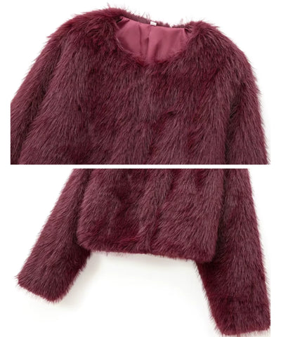 Casaco de Pelo Feminino Curto com Forro Elegante | Lina